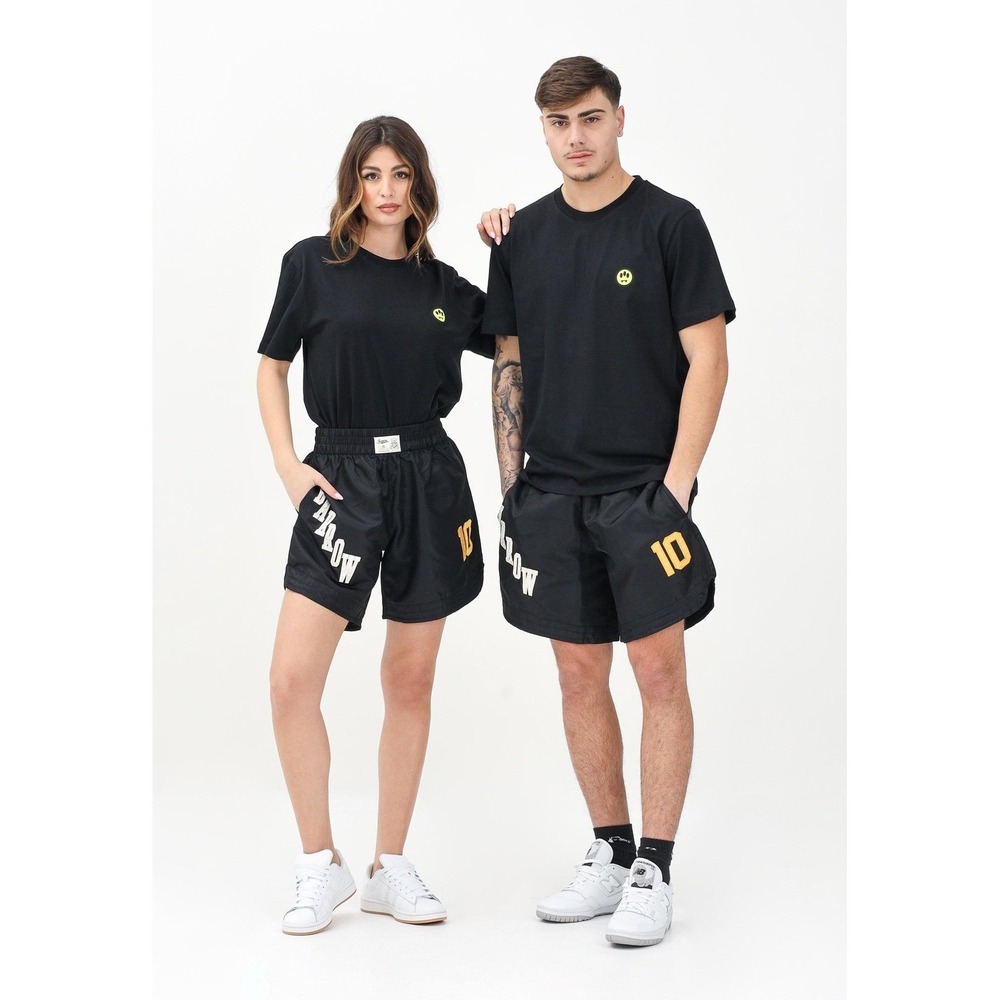 Barrow Unisex Bermuda Basket in Nylon Logo Patched Black Shorts Medium